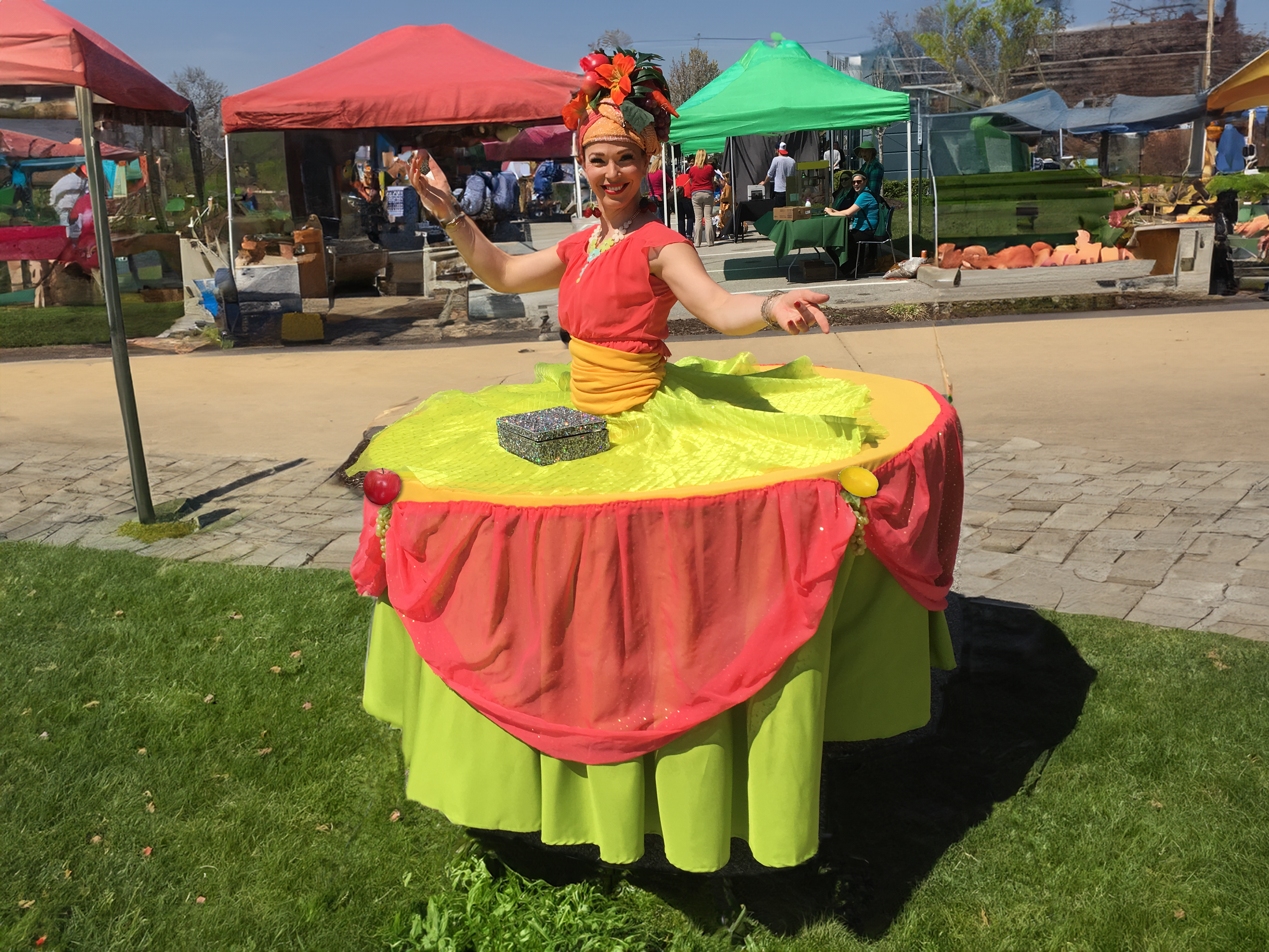 Carmen Banana strolling table in St. Louis fruit theme